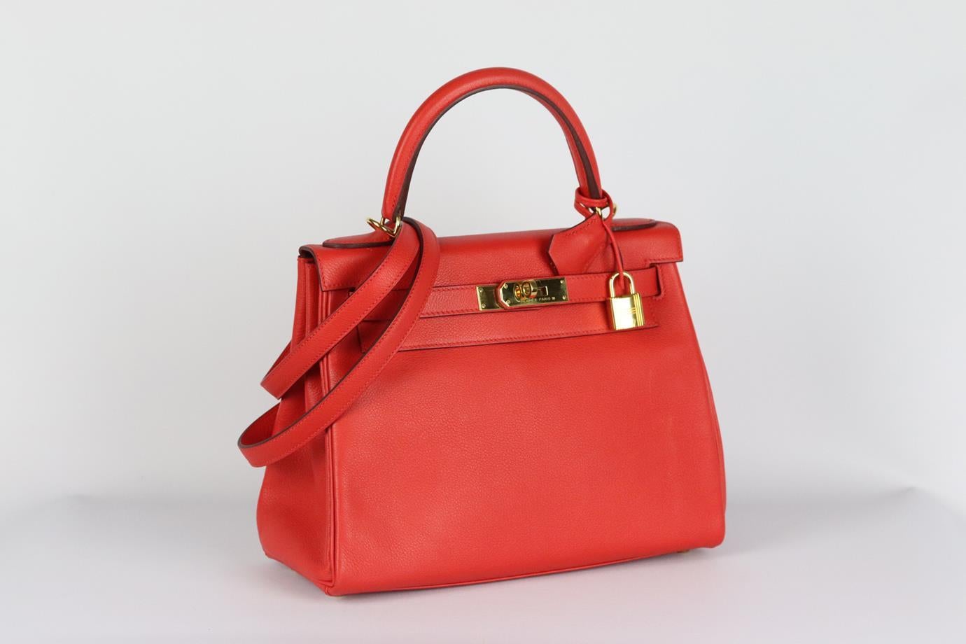 Hermès 2016 Kelly Retourne 28cm Evergrain Leather Bag For Sale 1