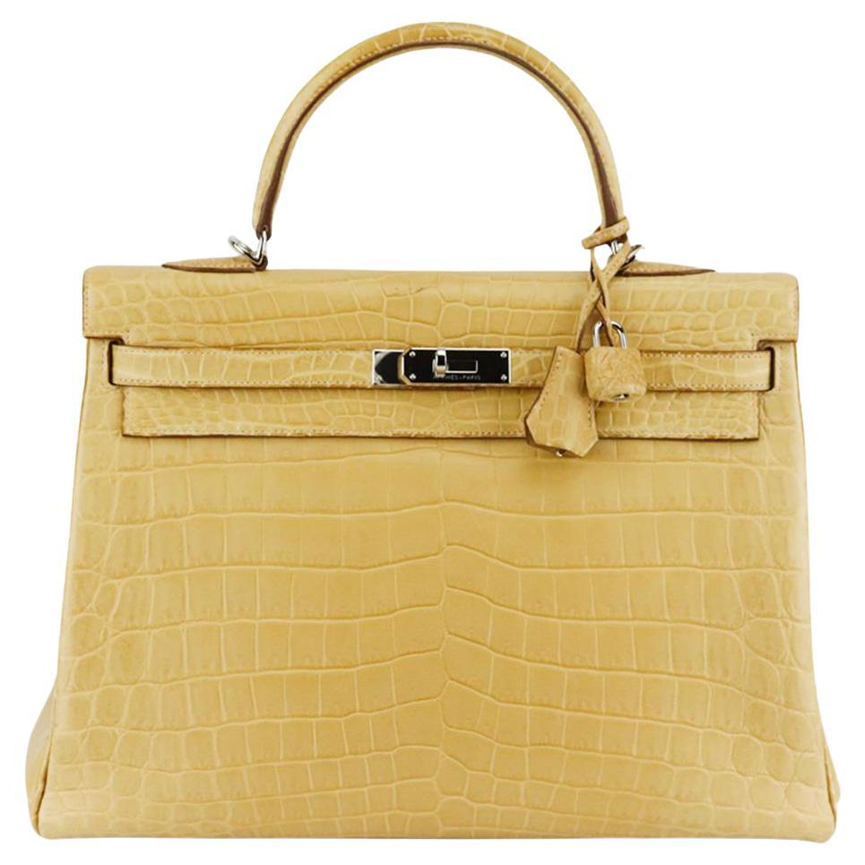 Hermès 2016 Kelly Retourne 35cm Matte Niloticus Crocodile Leather Bag For Sale