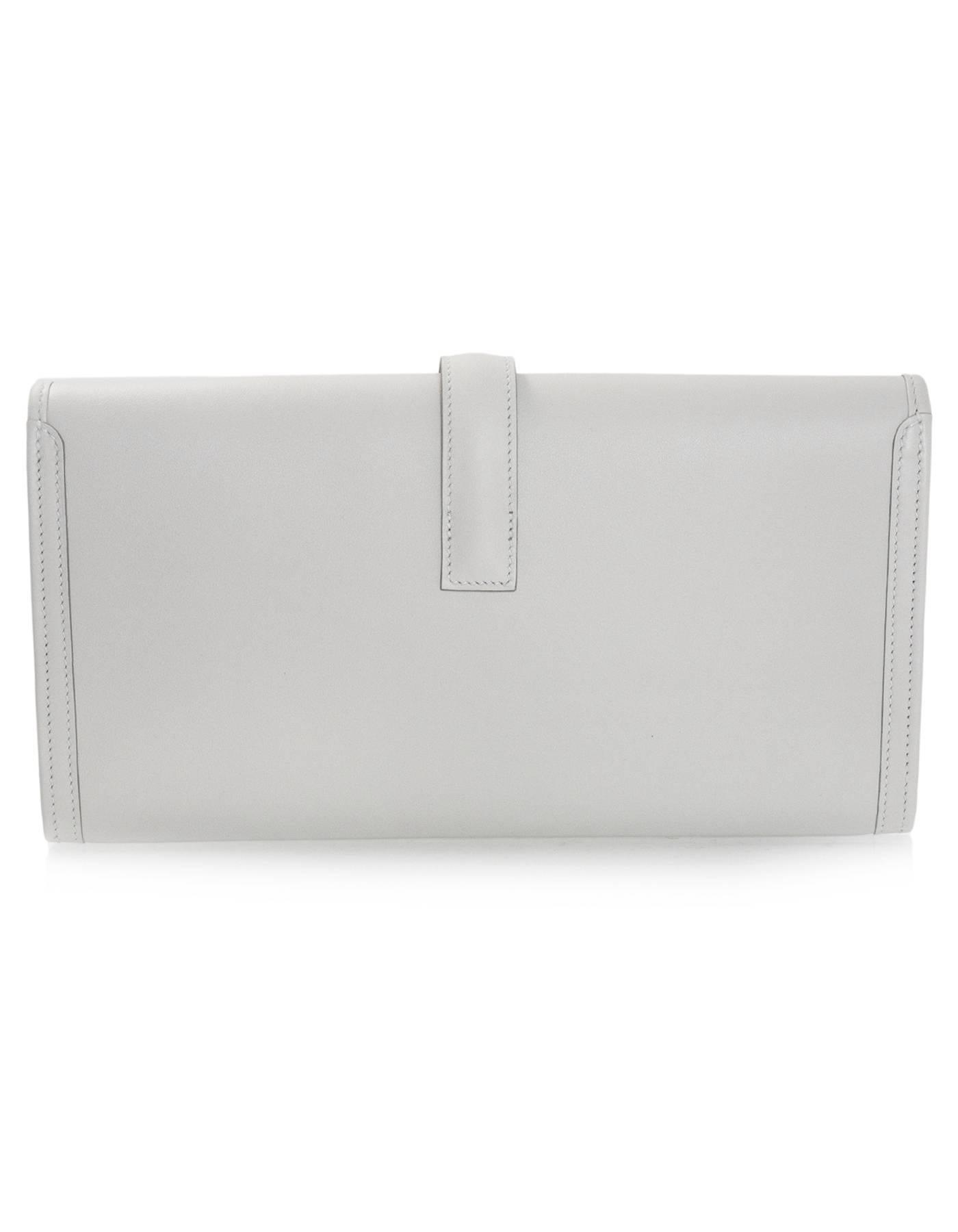 Gray Hermes 2017 Beton Off-White Swift Leather Jige Elan 29cm Clutch Bag