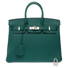 Hermès 2017 Birkin 25 Handbag Vert Malachite Togo Leather Women's Bag