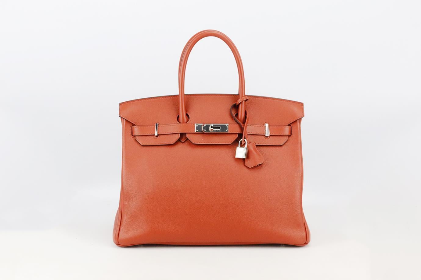 Hermès 2017 Birkin 35cm Taurillon Novillo leather bag. Made in France, this beautiful 2017 Hermès ‘Birkin’ handbag has been made from terracotta-tone ‘Taurillon Novillo’ leather exterior in ‘Cuivre’ with matching interior, this piece is decorated