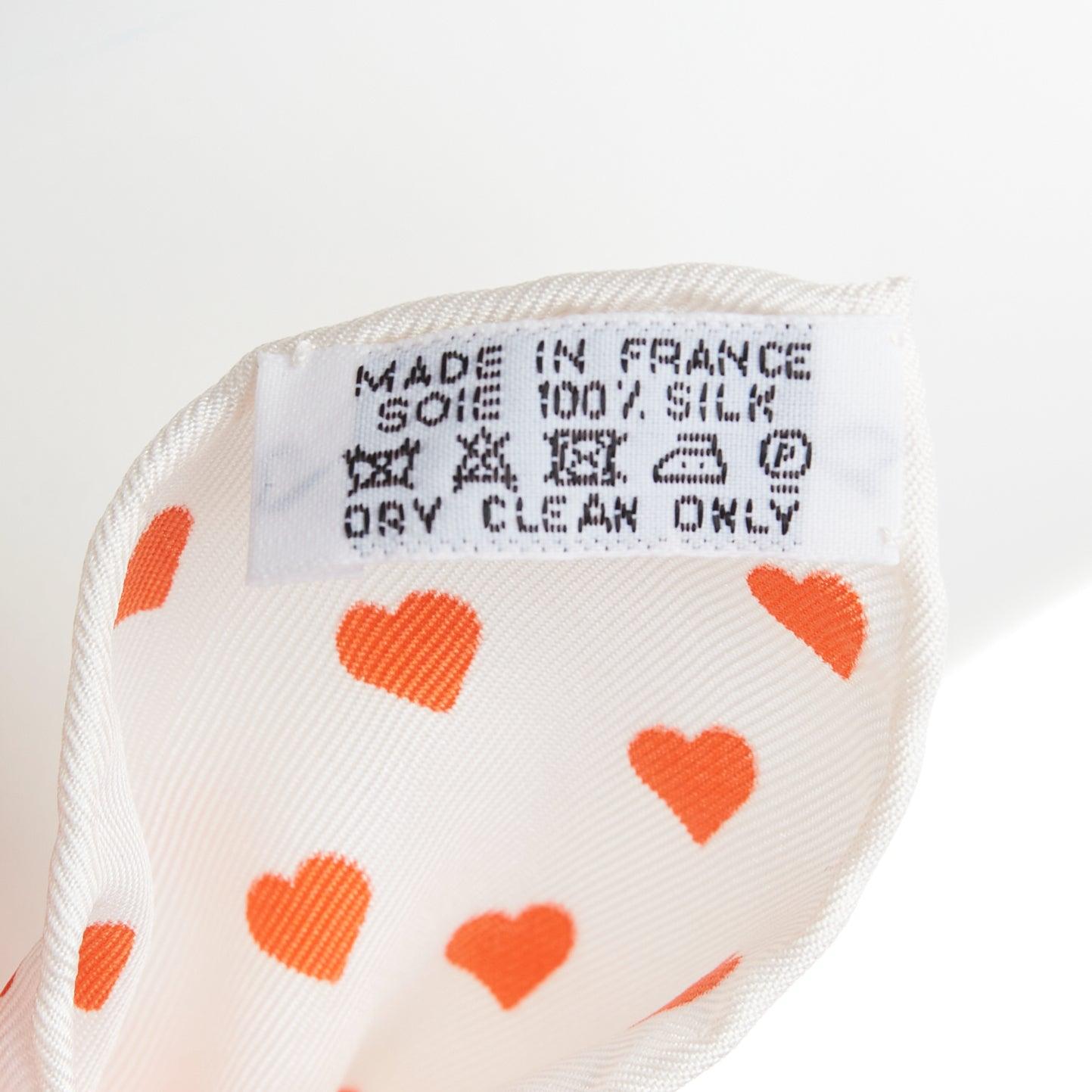 Hermès 2017 Bride de Gala 90 orange white heart barrcco small scarf For Sale 2