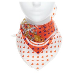 HERMES 2017 Bride de Gala 90 orange white heart barrcco small scarf