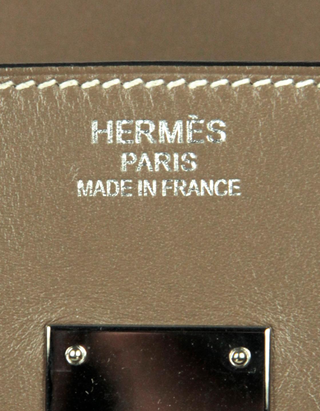 Hermes 2017 Etoupe Grey Tadelakt Leather 35cm Birkin Bag 6