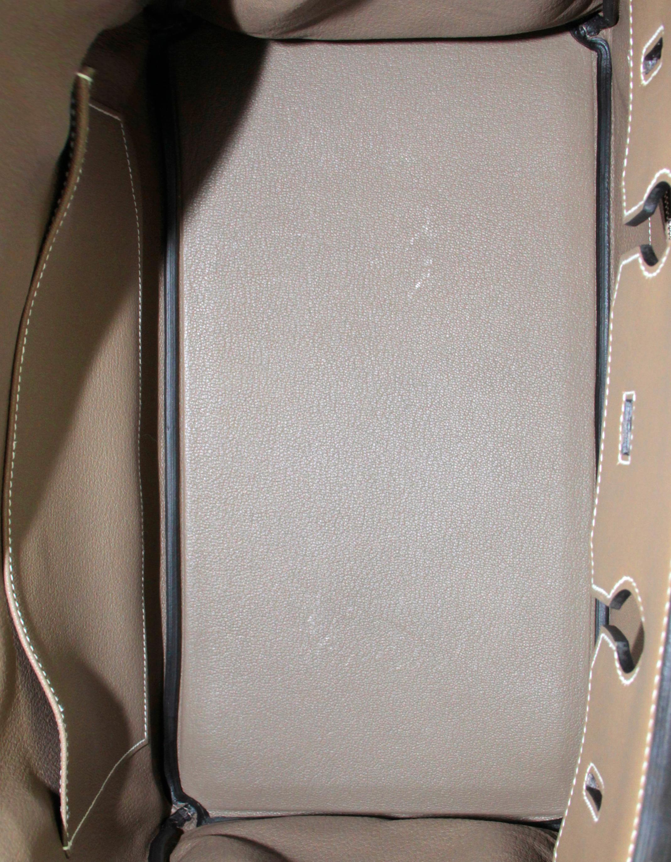 Hermes 2017 Etoupe Grey Tadelakt Leather 35cm Birkin Bag 7