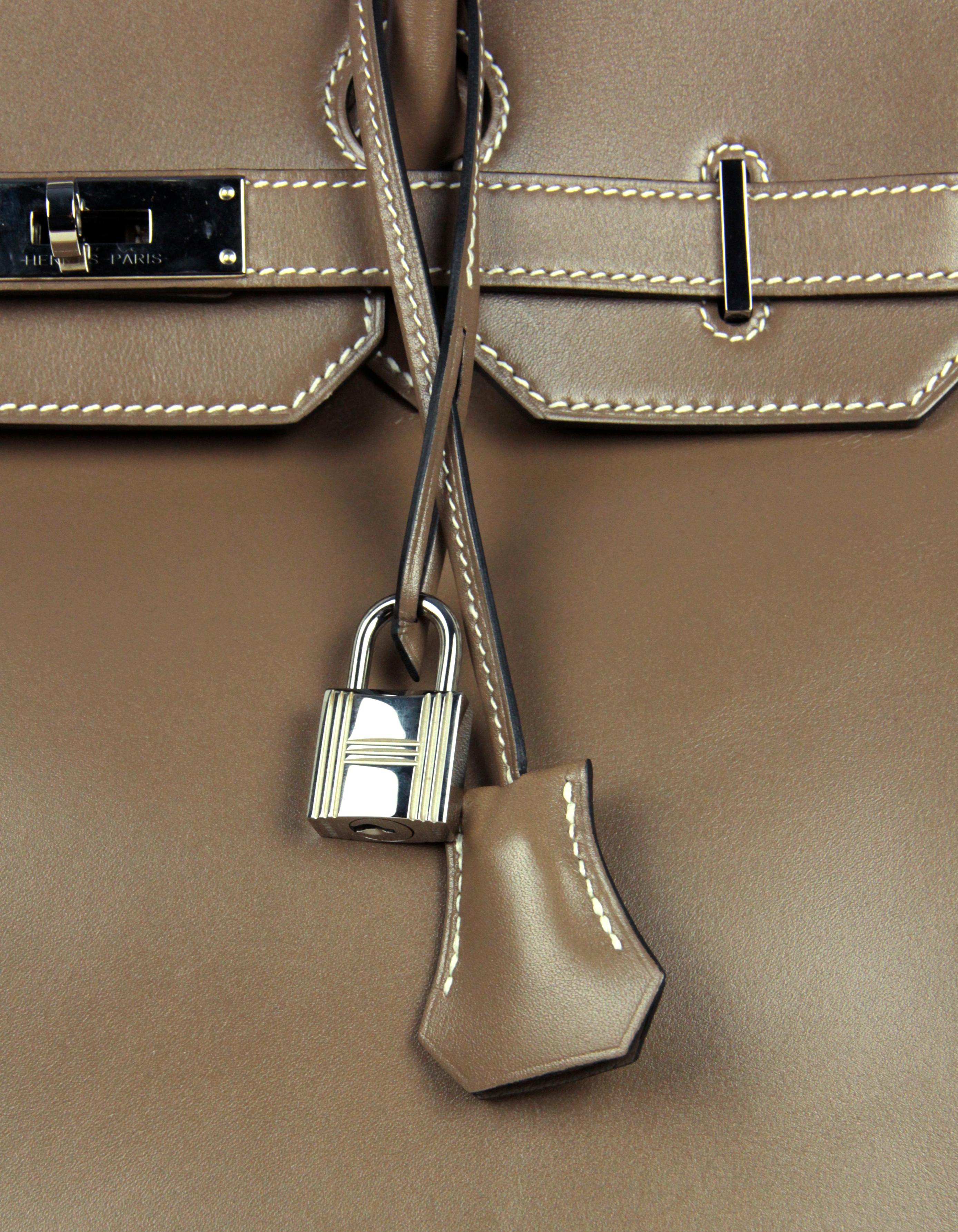 Hermes 2017 Etoupe Grey Tadelakt Leather 35cm Birkin Bag 4
