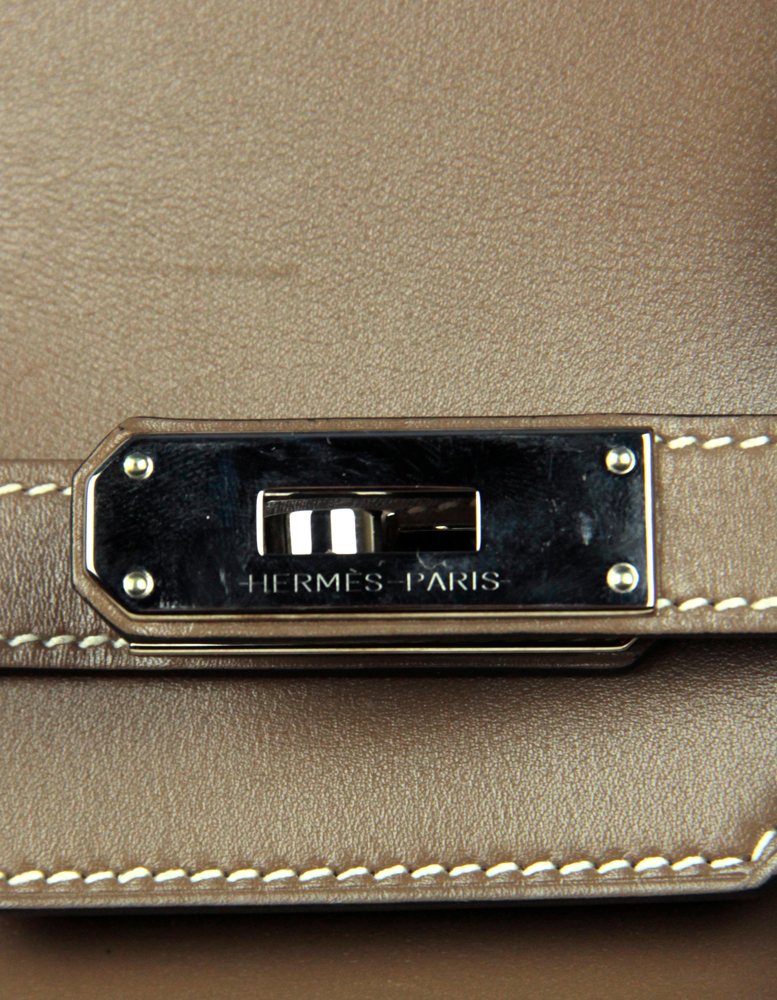 Hermes 2017 Etoupe Grey Tadelakt Leather 35cm Birkin Bag 5