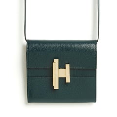Hermès 2018 Cinhetic Pochette Sac Dark Green Leather Bag Clutch Hermes