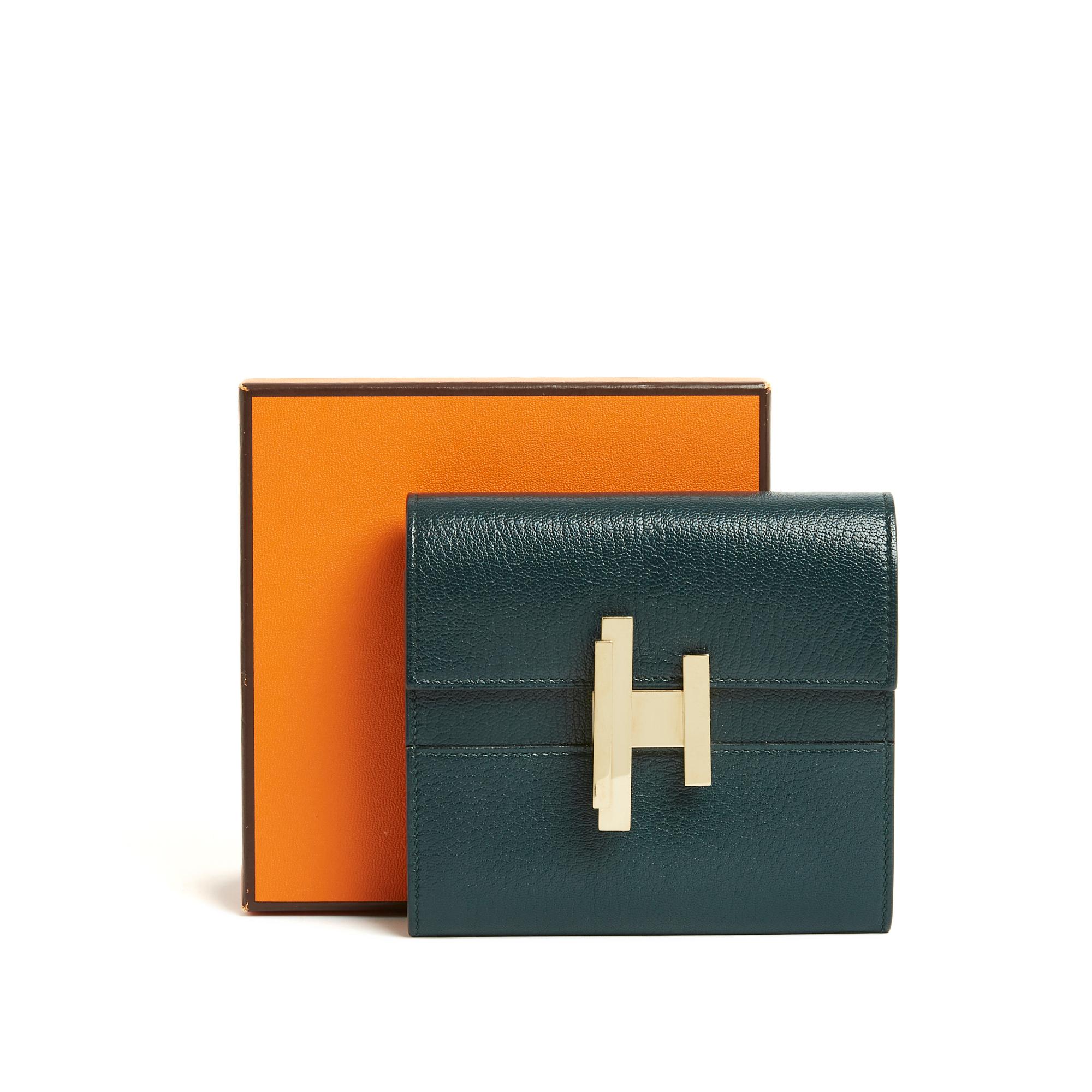 Hermès 2018 Cinhetic Pochette Sac Dark Green Leather Bag Clutch Hermes For Sale 1