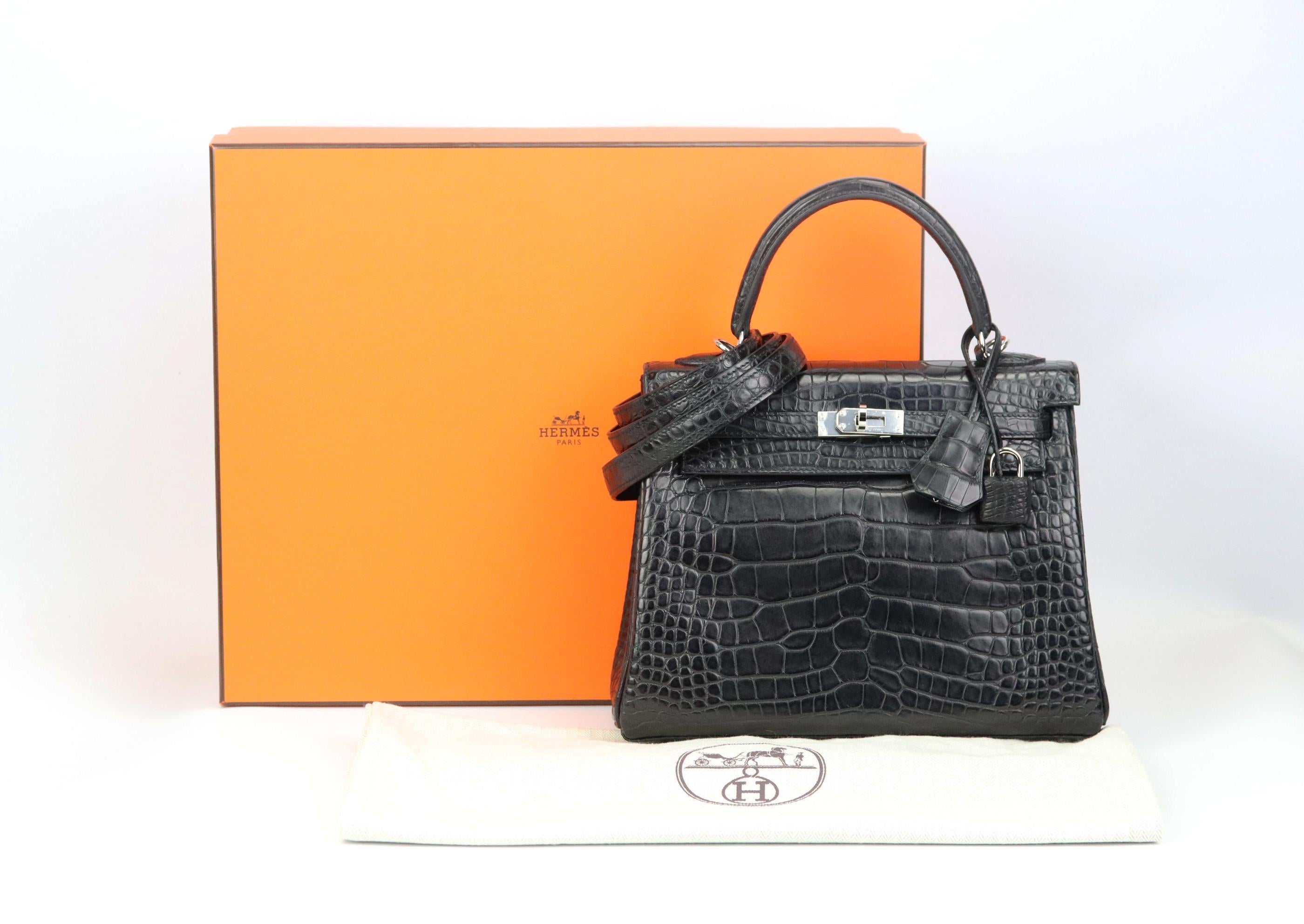 Hermès 2018 Kelly 25cm Matte Alligator Mississippiensis Leather Bag 4