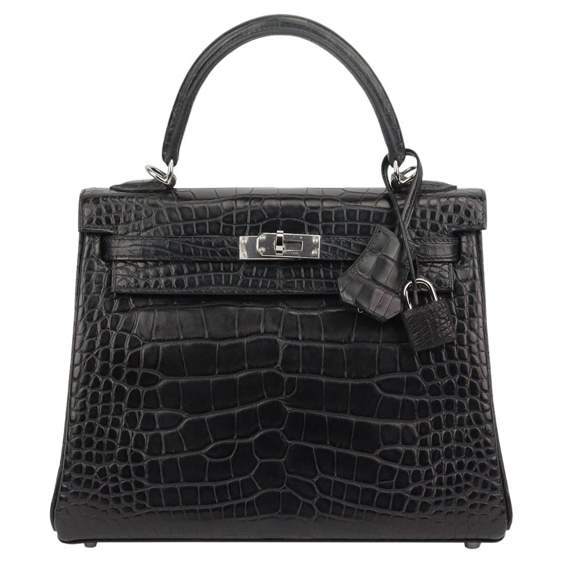 Hermès 2018 Kelly 25cm Matte Alligator Mississippiensis Leather Bag
