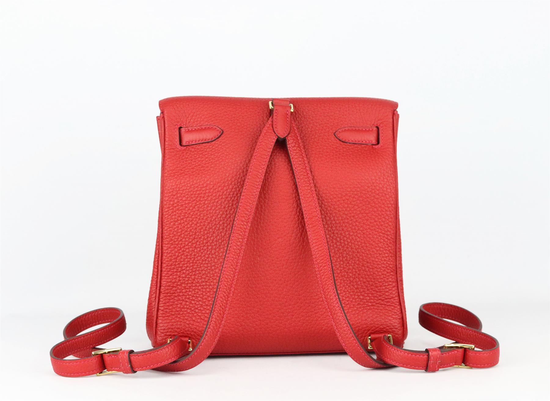 Red Hermès 2018 Kelly Ado Ii 22cm Clemence Leather Backpack