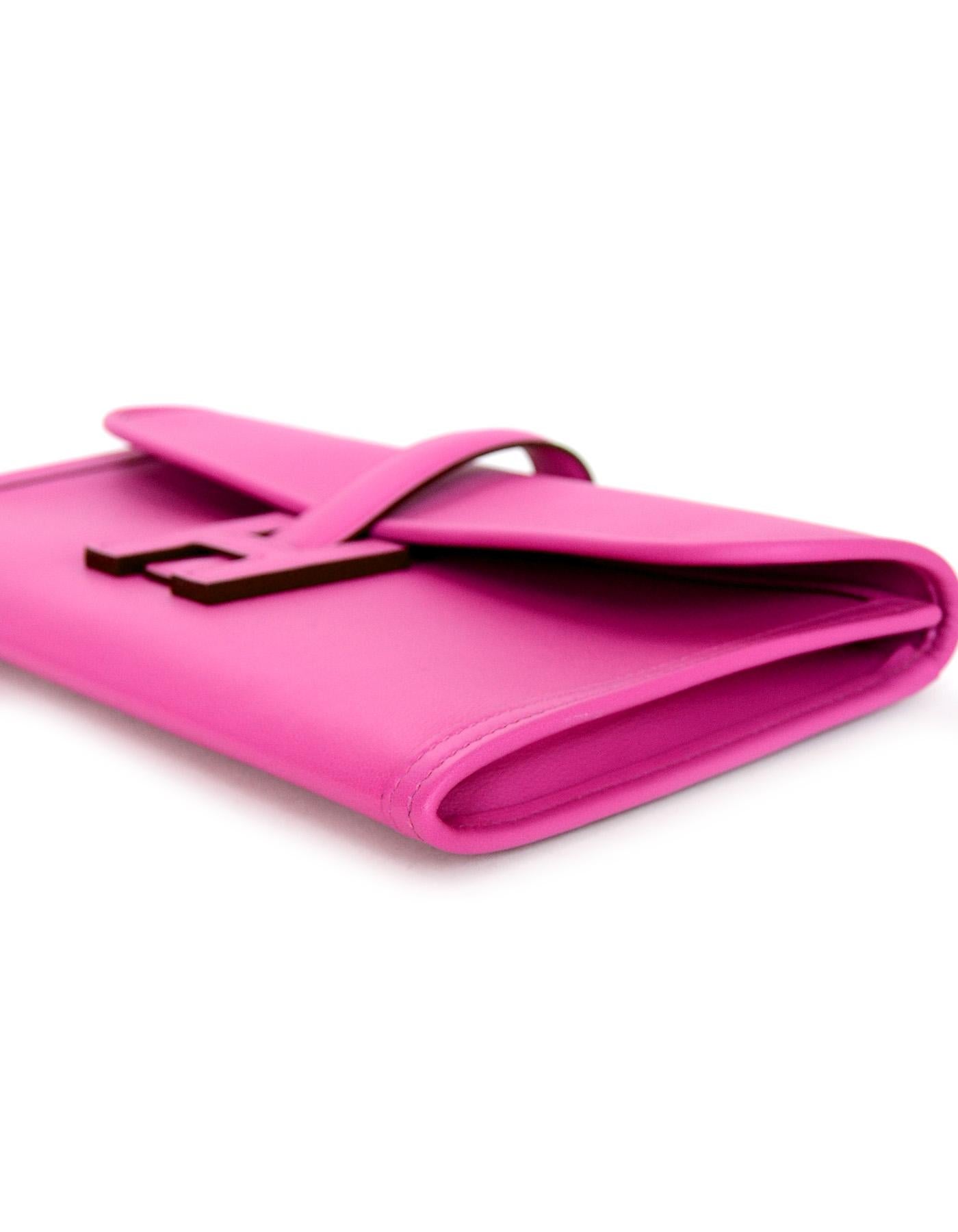 Women's Hermes 2018 Magnolia Pink Swift Leather Jige Elan 29cm H Envelope Clutch Bag