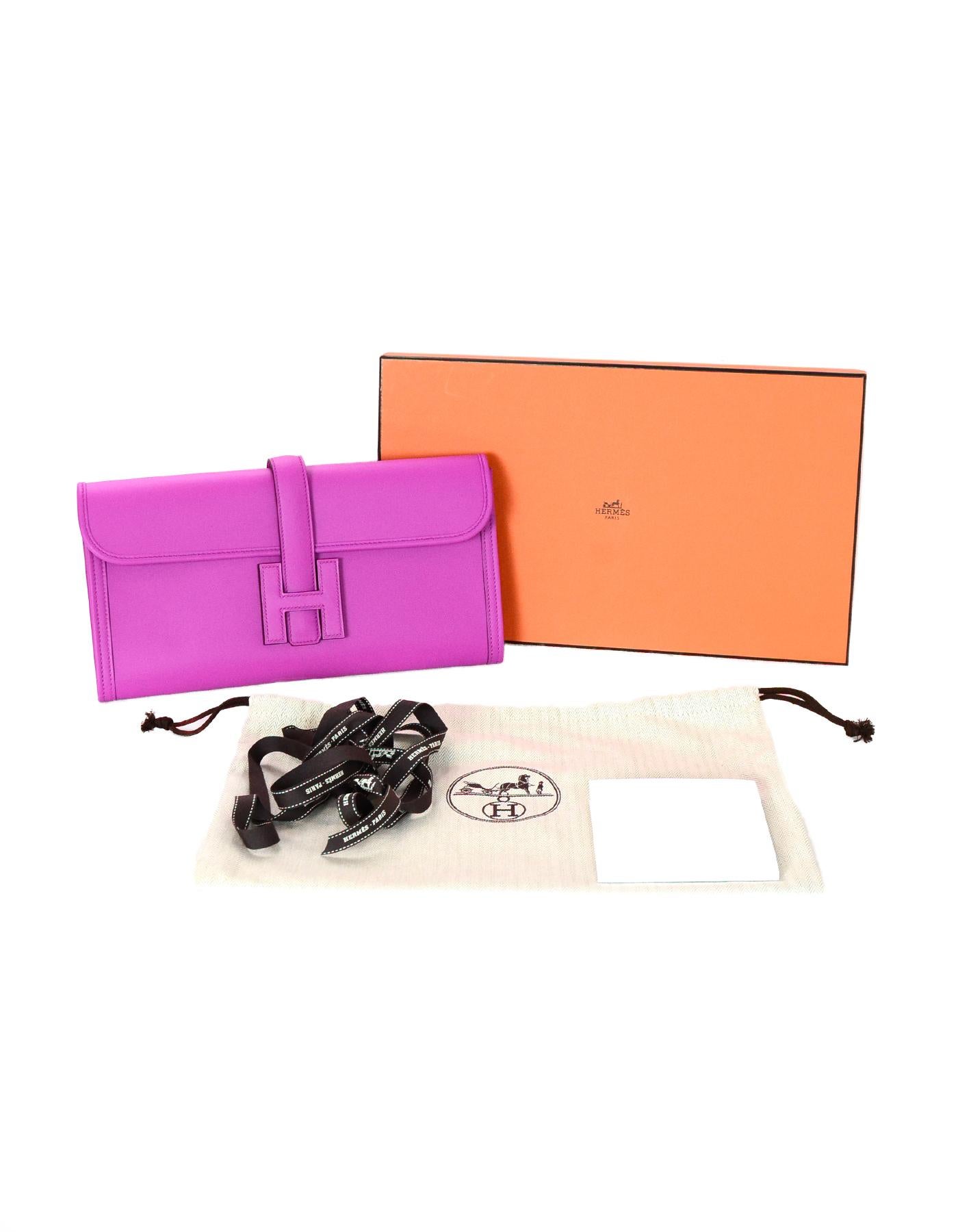 Hermes 2018 Magnolia Pink Swift Leather Jige Elan 29cm H Envelope Clutch Bag 5