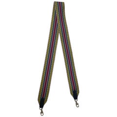 Hermes 2018 Multicolor/Noir Canvas & Leather Sangle Cavale 50mm 105 Bag Strap