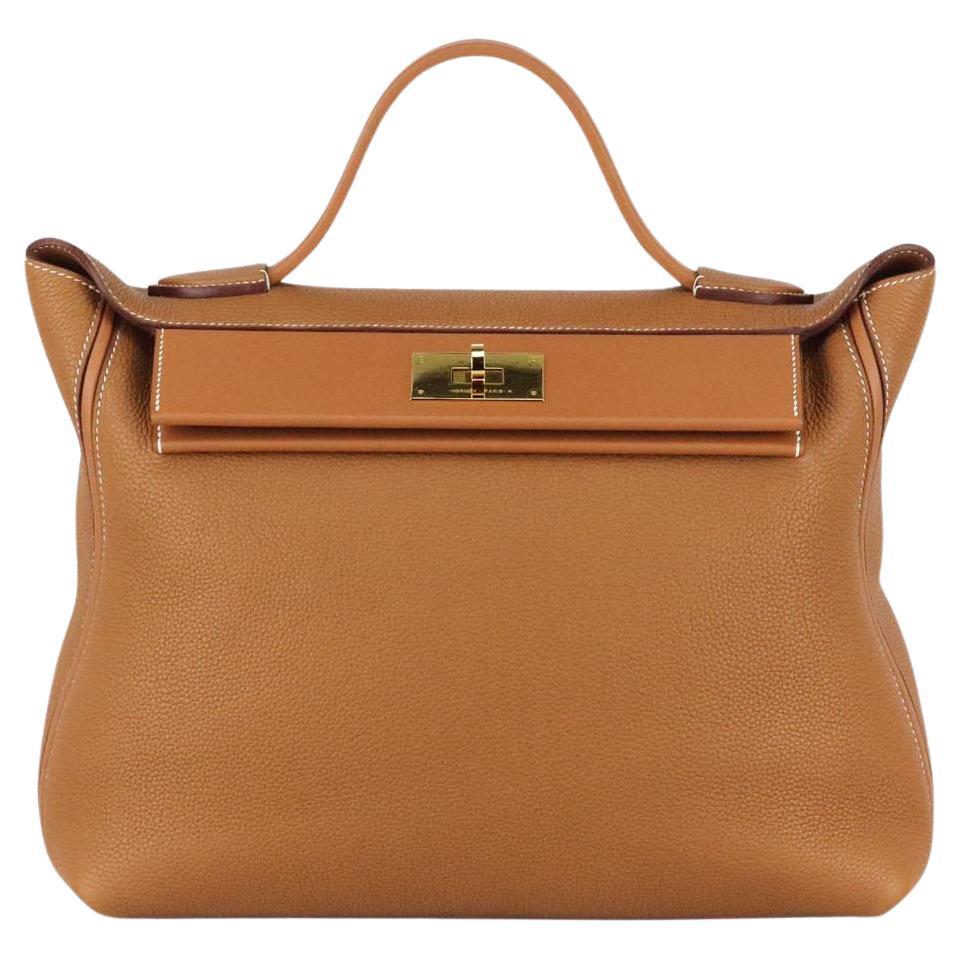 Hermès 2019 24/24 35cm Taurillon Maurice And Swift Leather Handbag For Sale