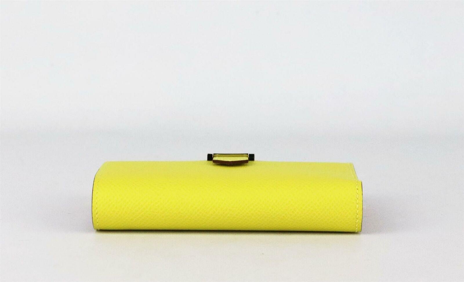 Yellow Hermès 2019 Bearn Compact Epsom Leather Wallet 