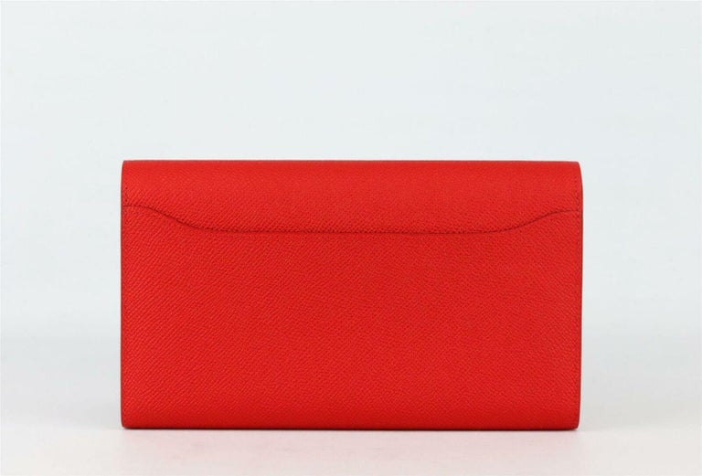 Red Hermès 2019 Constance Epsom Leather Long Wallet For Sale