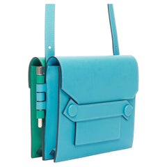 HERMES 2019 Twins green blue asymmetric snap flap reversible crossbody bag