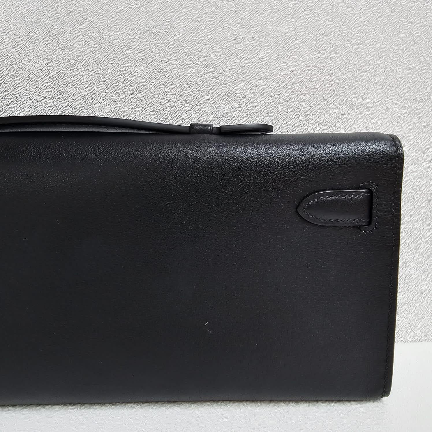 Hermes 2020 Schwarz Swift Leder Kelly Cut Clutch 7