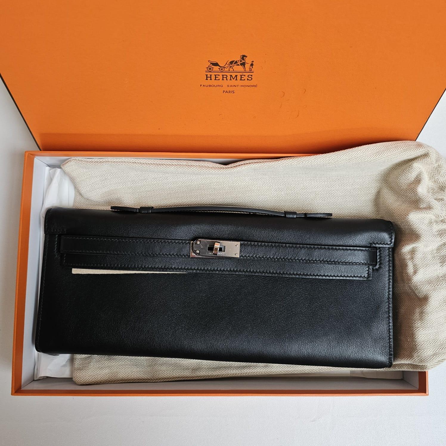 Hermes 2020 Black Swift Leather Kelly Cut Clutch In Excellent Condition In Jakarta, Daerah Khusus Ibukota Jakarta