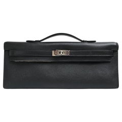 Hermes 2020 Black Swift Leather Kelly Cut Clutch