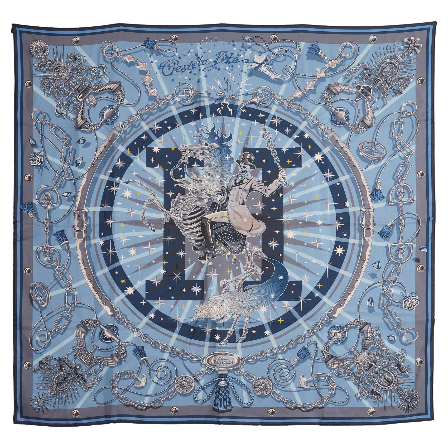 Hermès 2020 Carre 90 Cest la fete Daisuke Normura Pañuelo de seda doble cara Hermes en venta