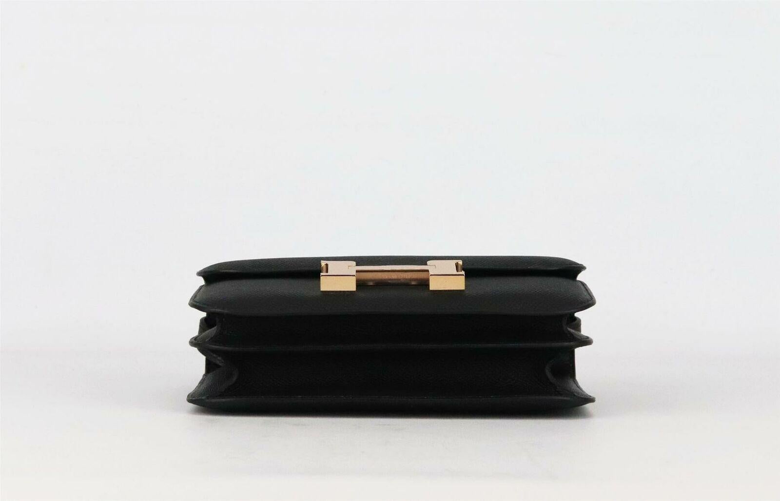 Black Hermès 2020 Constance 19cm Epsom Leather Shoulder Bag
