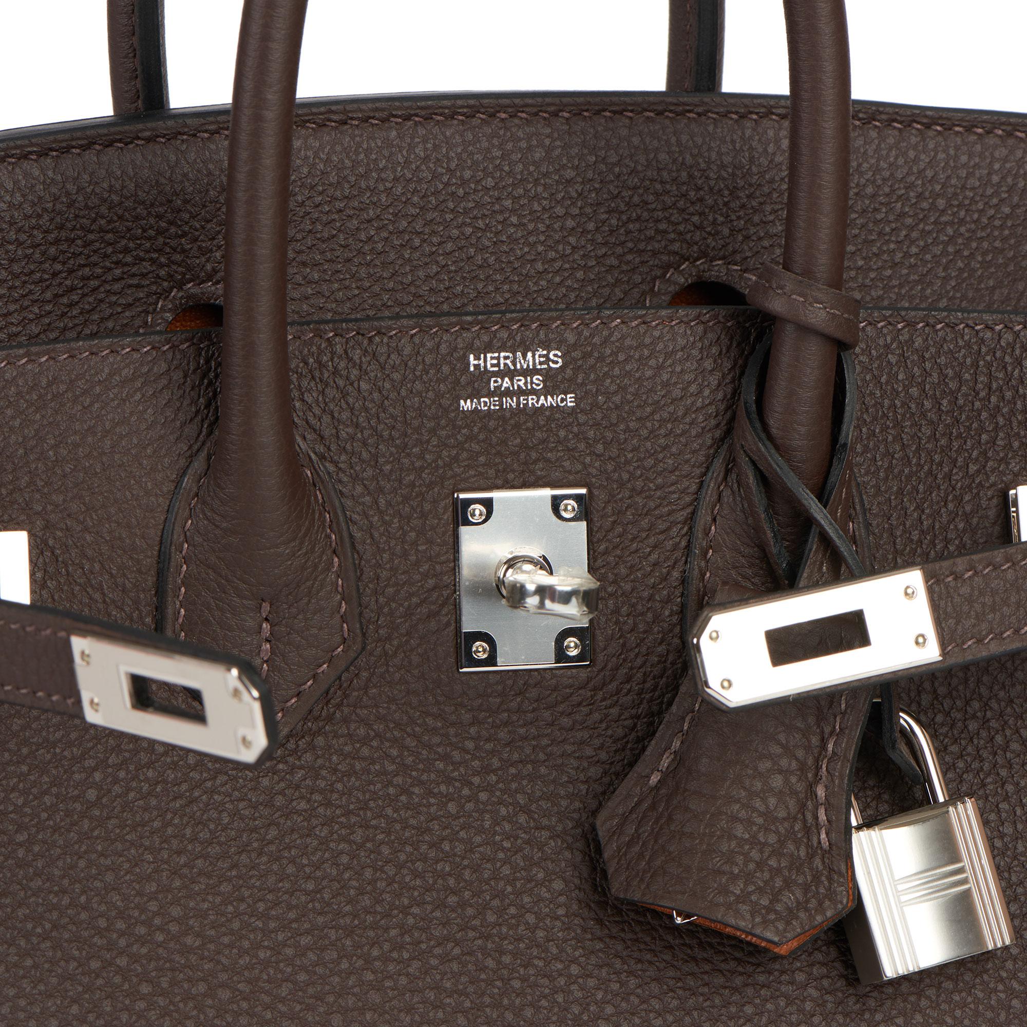 Women's Hermes 2020 Ebene & Gold Togo Leather Verso Birkin 25cm