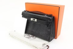 Hermès 2021 Black Lizard Kelly Pochette Mini Handbag 49h325s