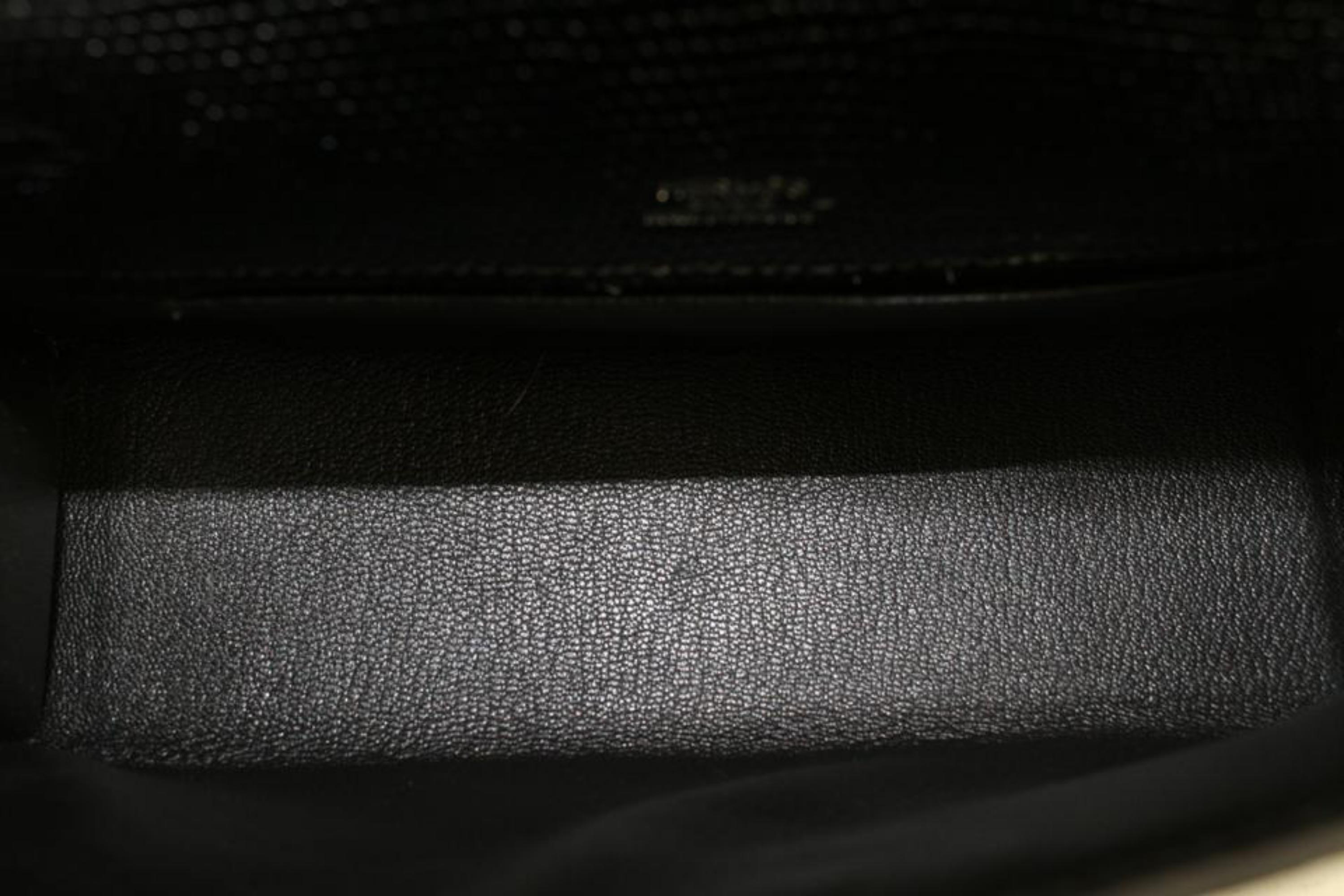 Hermès 2021 Black Lizard Kelly Pochette Mini Handbag 49h325s In Excellent Condition In Dix hills, NY