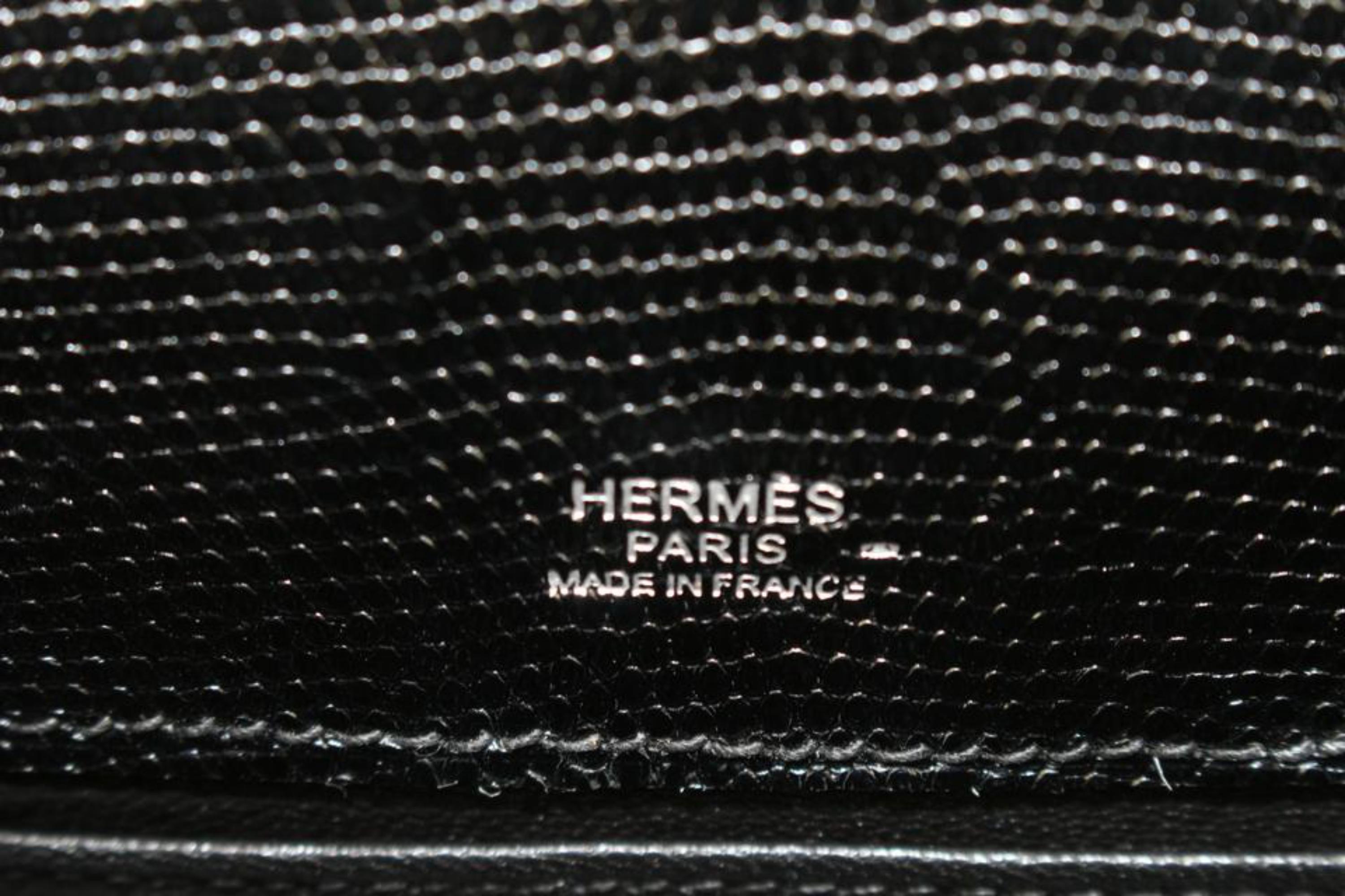 Women's Hermès 2021 Black Lizard Kelly Pochette Mini Handbag 49h325s