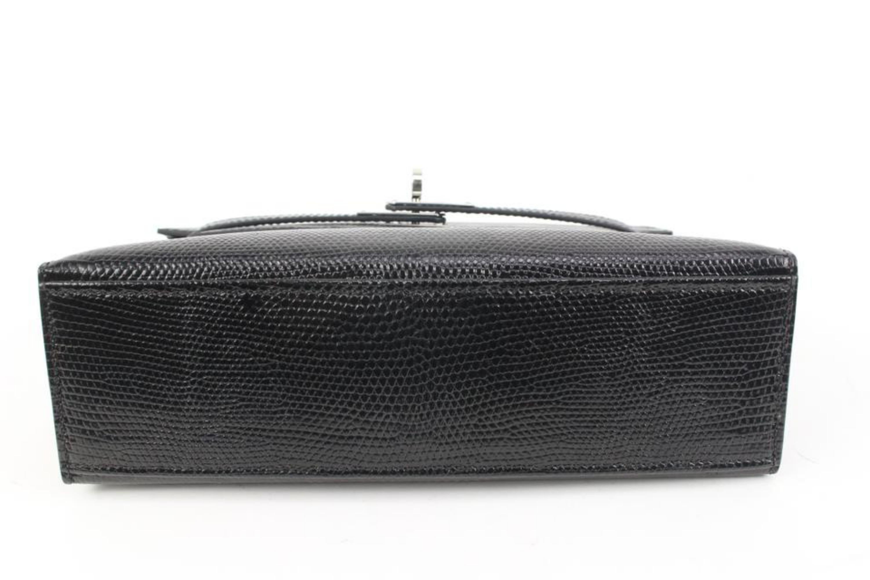 Hermès 2021 Black Lizard Kelly Pochette Mini Handbag 49h325s 1