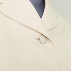 HERMES 2021 Equestrian ivory cream washed lambskin leather fitted jacket FR34 XS