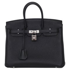 Hermès 2021 Noir 25 Birkin Togo Leather Handbag