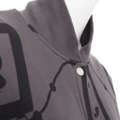 HERMES  2021 Poste et Cavalerie grey black rope print bomber jacket FR42 XL