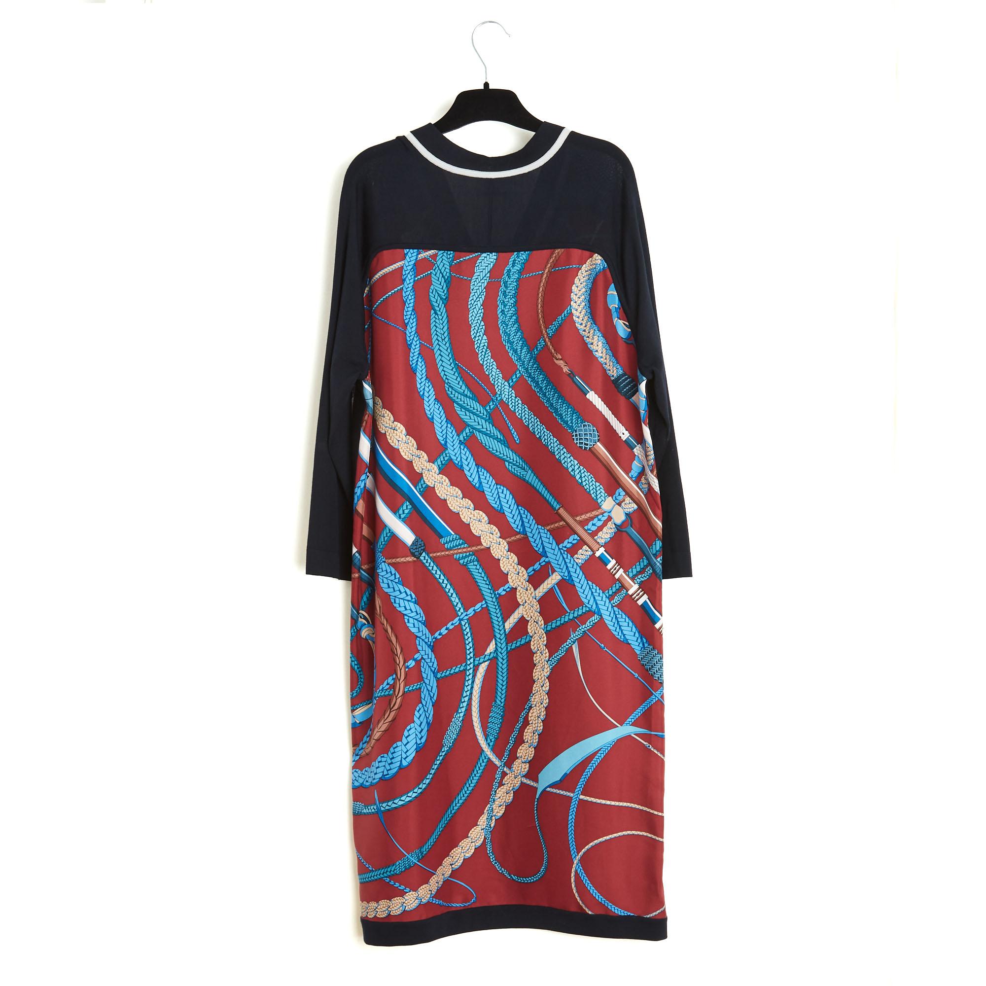 Women's Hermès 2021 Robe FR40 Fouets et Badines Silk Wool Dress UK12 US10 Hermes