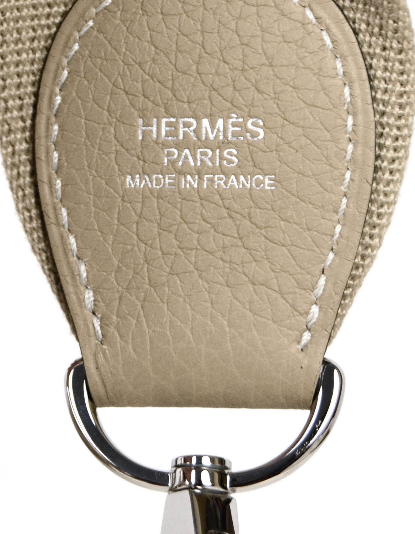 Beige Hermes 2021 Trench/Palladium Taurillon Clemence Leather Evelyne III 29cm PM Bag