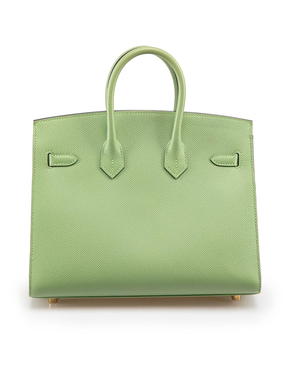 Hermès 2021 Vert Criquet Epsom Leather Sellier GHW Birkin 25 In Good Condition For Sale In London, GB