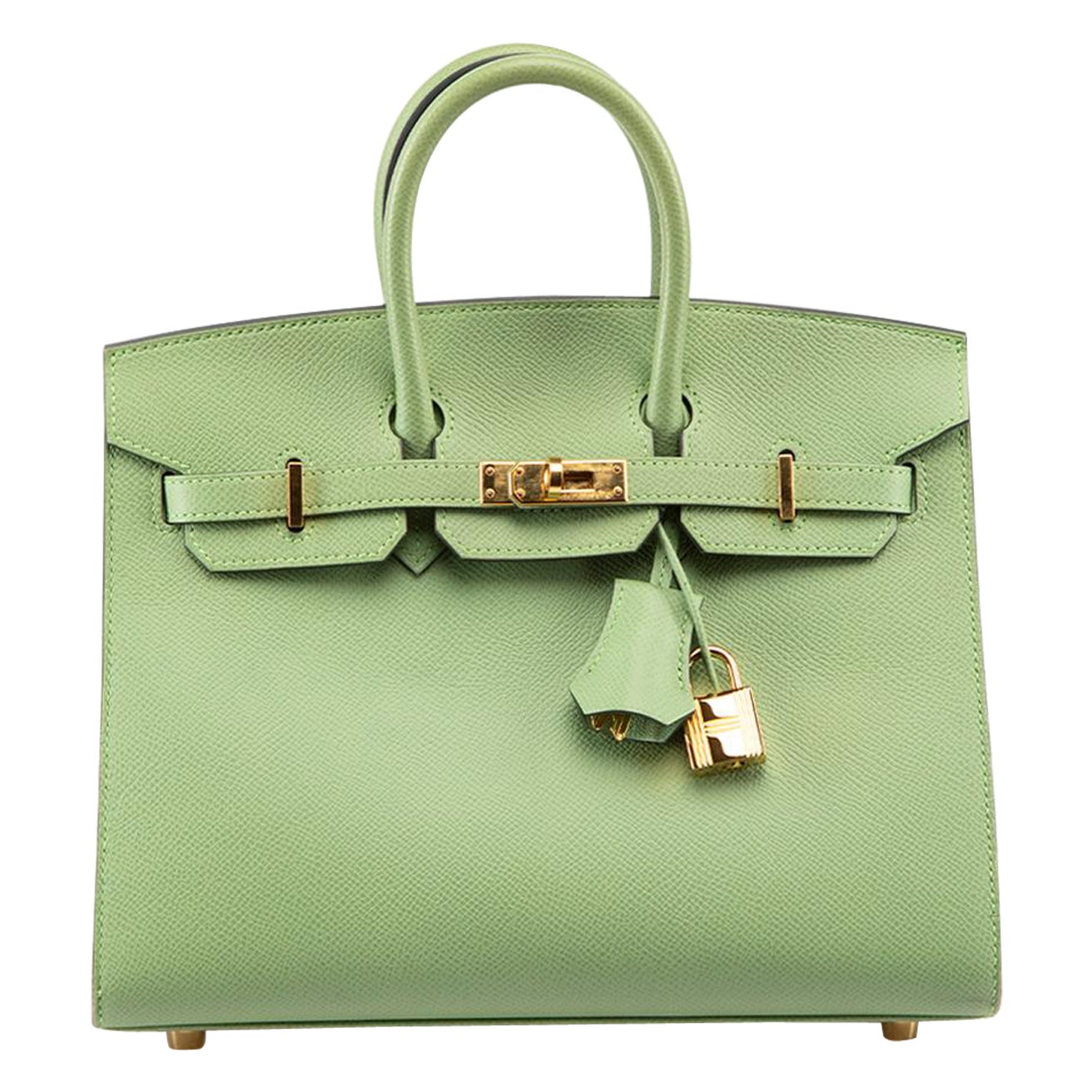 Hermès 2021 Vert Criquet Epsom Leather Sellier GHW Birkin 25
