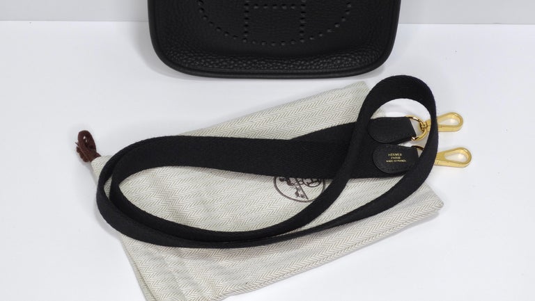 Hermes Evelyne TPM Beton Crossbody Bag Gold Hardware Clemence Leather •  MIGHTYCHIC • 