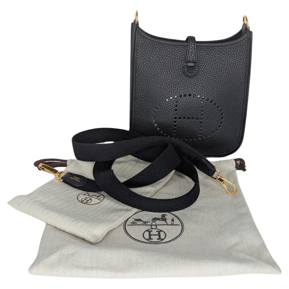 Hermès 2022 Black Clemence Evelyne TPM Mini Crossbody In Excellent Condition In Scottsdale, AZ
