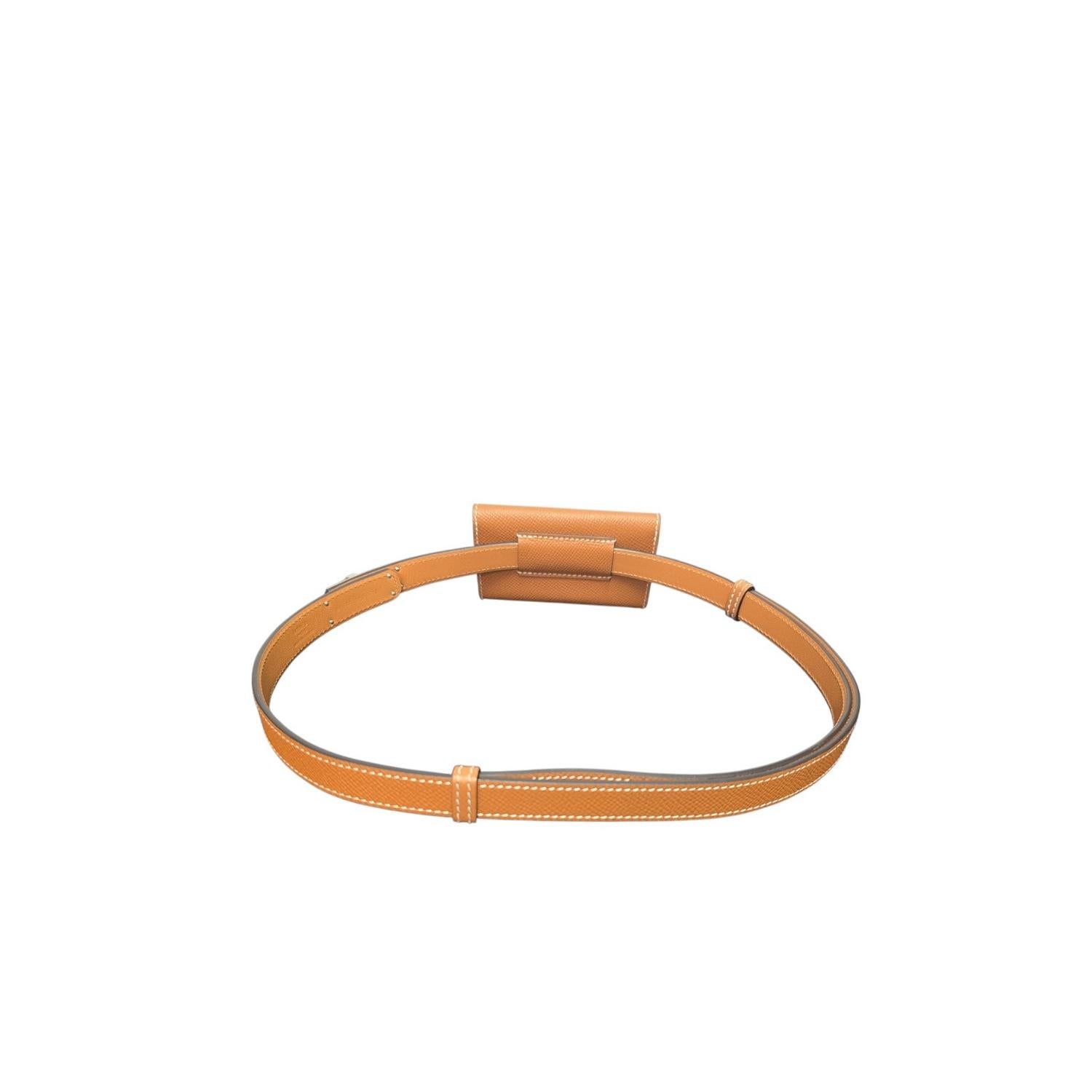 da uomo o donna Hermès 2022 Oro Epsom Kelly Mini Pouch 18 Pocket Belt Bag in vendita