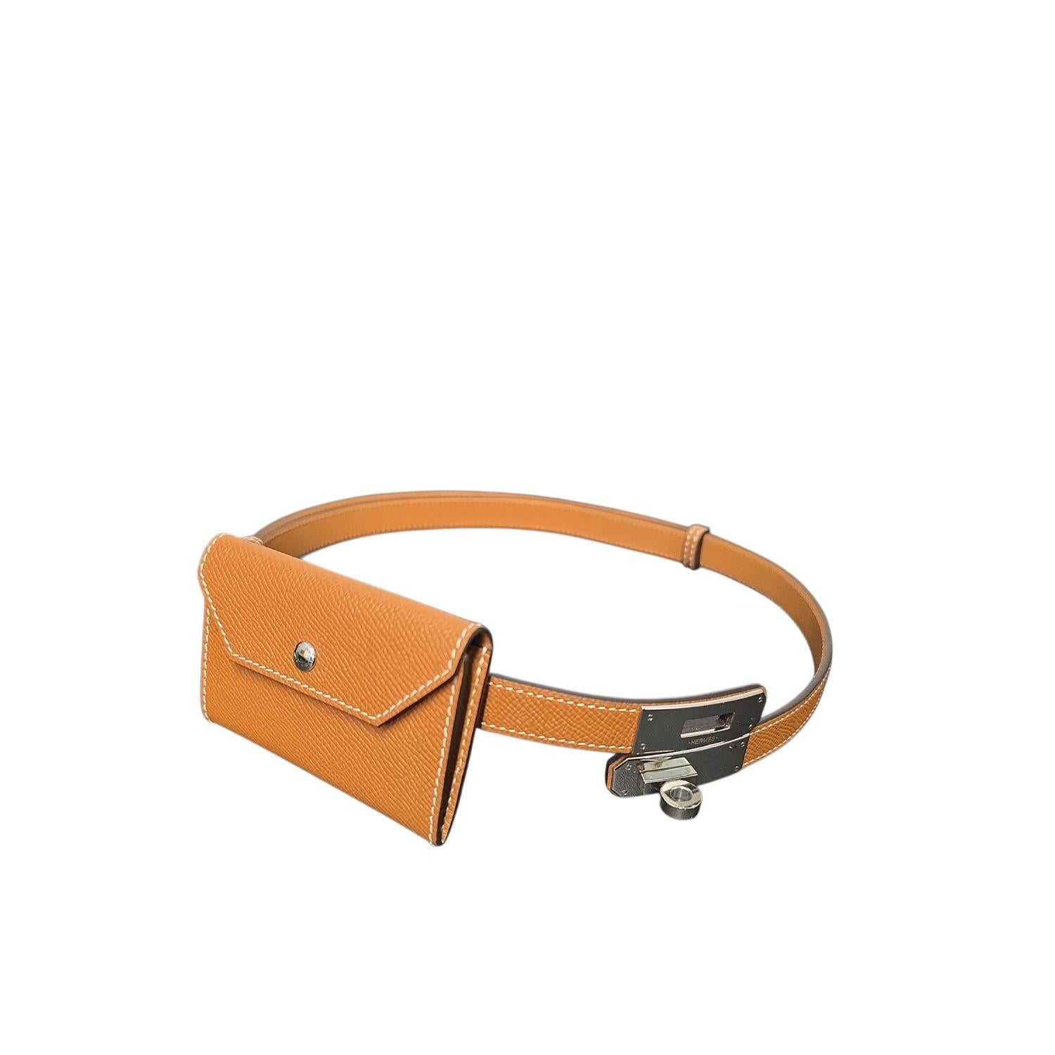Hermès 2022 Oro Epsom Kelly Mini Pouch 18 Pocket Belt Bag in vendita 1