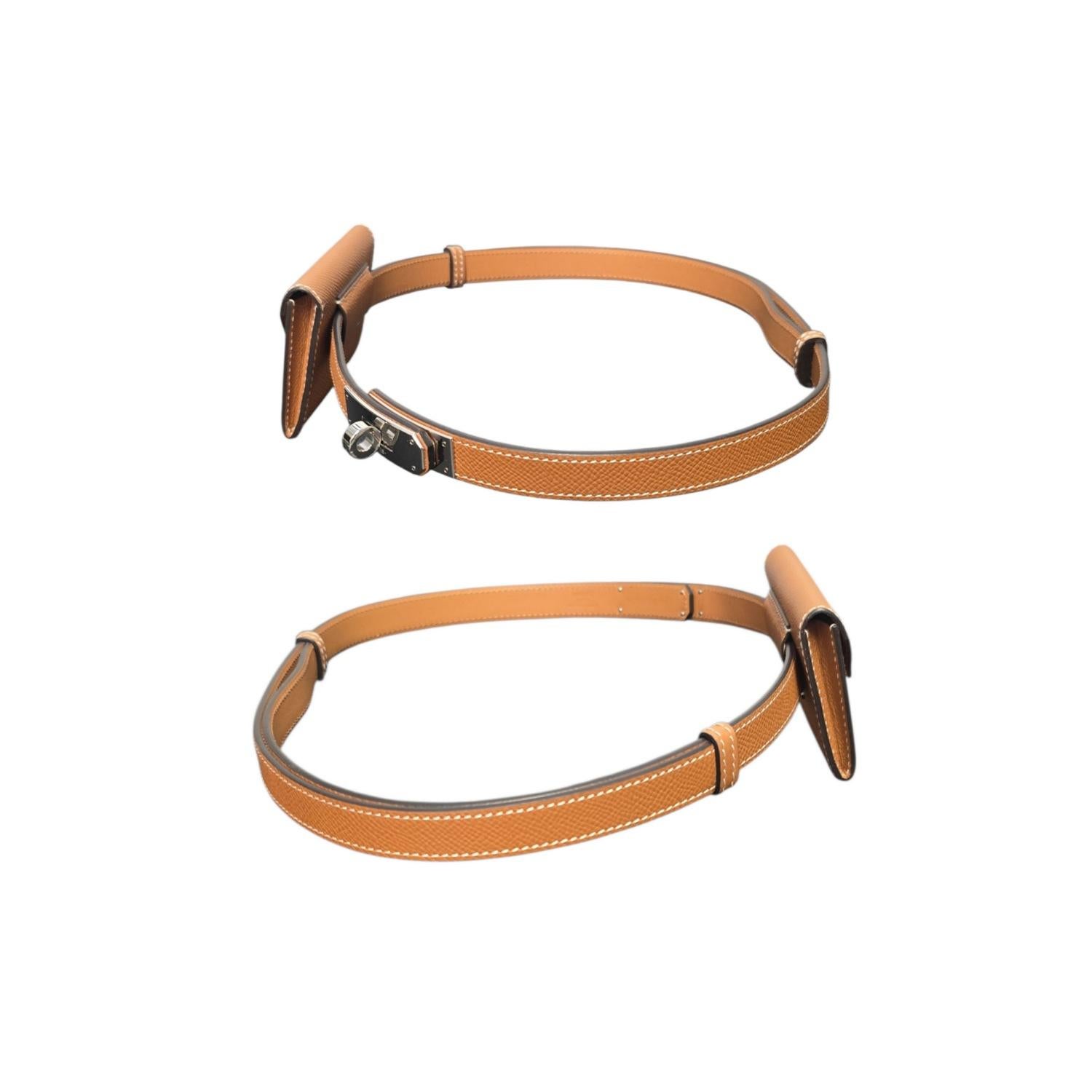 Hermès 2022 Oro Epsom Kelly Mini Pouch 18 Pocket Belt Bag in vendita 2