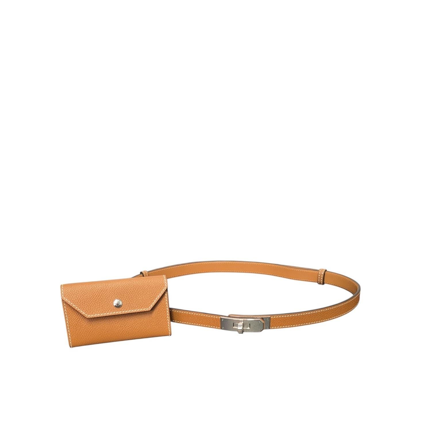 Hermès 2022 Oro Epsom Kelly Mini Pouch 18 Pocket Belt Bag in vendita 3