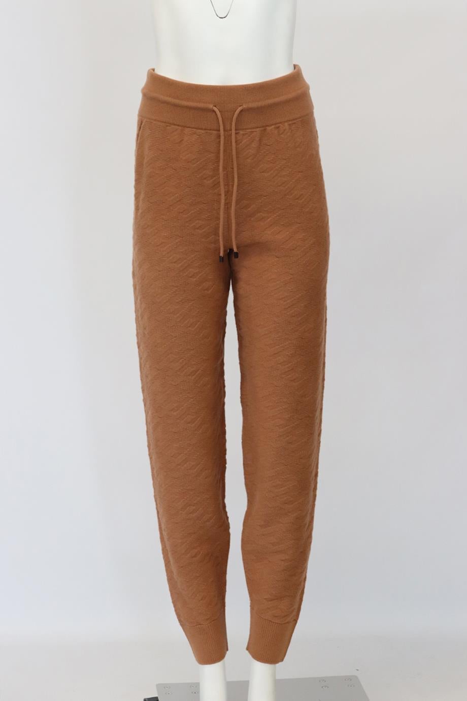 Hermès 2022 Intarsia Wool Blend Skinny Pants. Green and cream. Pull on. 54% Virgin wool, 41% polypropylene, 4% polyamide, 1% elastane. FR 38 (UK 10, US 6, IT 42). Waist: 23.4 In. Hips: 31 In. Length: 40.7 In. Inseam: 29.4 In. Rise: 14.6 In.