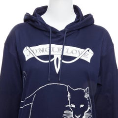 HERMES 2022 navy jungle love print coated cotton hooded dress FR40 L