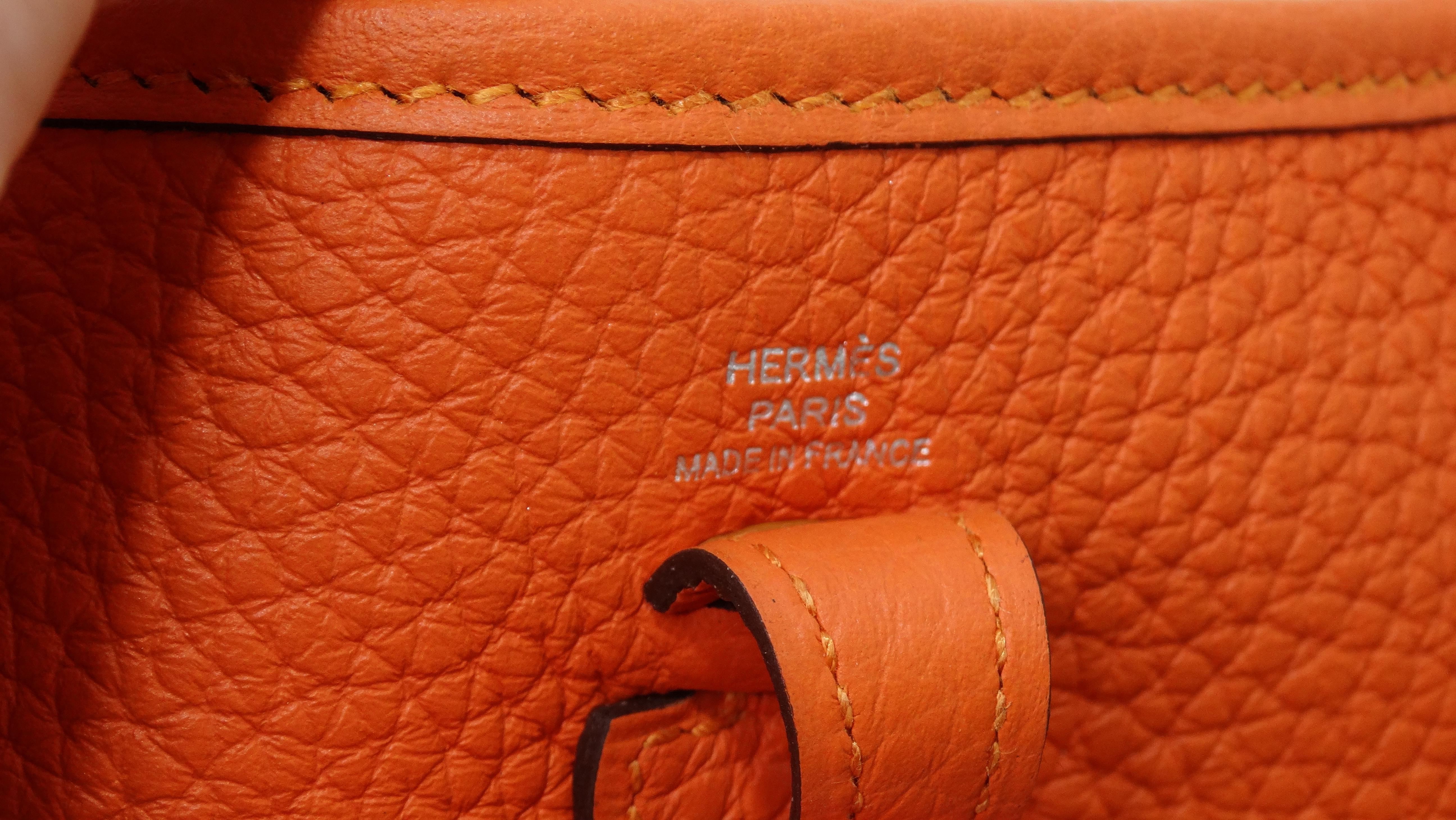 Hermès 2022 Orange Clemence Evelyne TPM Silver Hardware 11