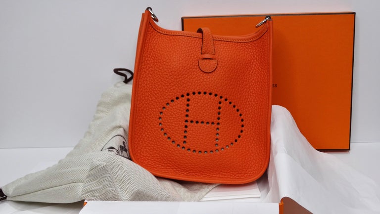Hermès 2022 Orange Clemence Evelyne TPM Silver Hardware at 1stDibs  hermes  evelyne tpm price 2022, hermes evelyne bag price 2022, hermes bag